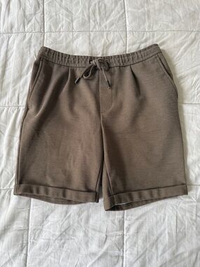 Zara Men's Olive Brown Knit Drawcord Shorts
